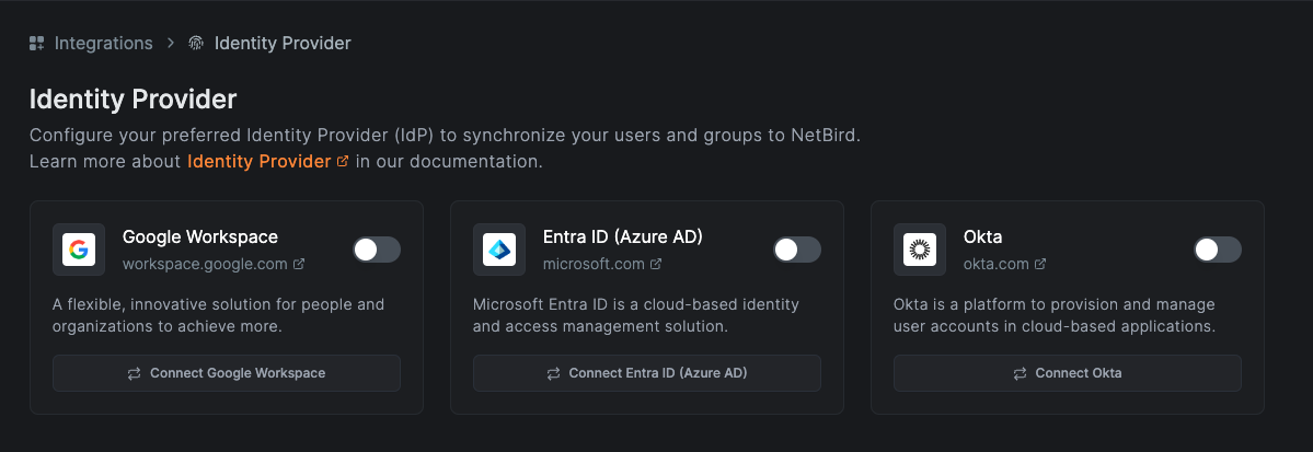 Netzilo Identity Provider List