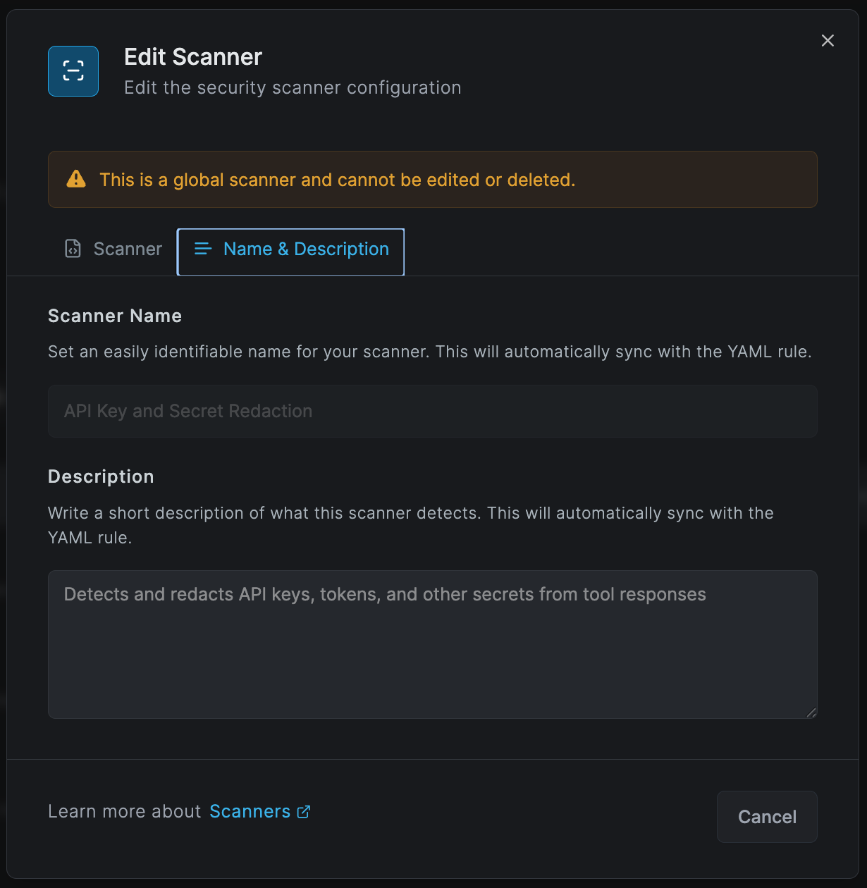 Scanner Name and Description Configuration