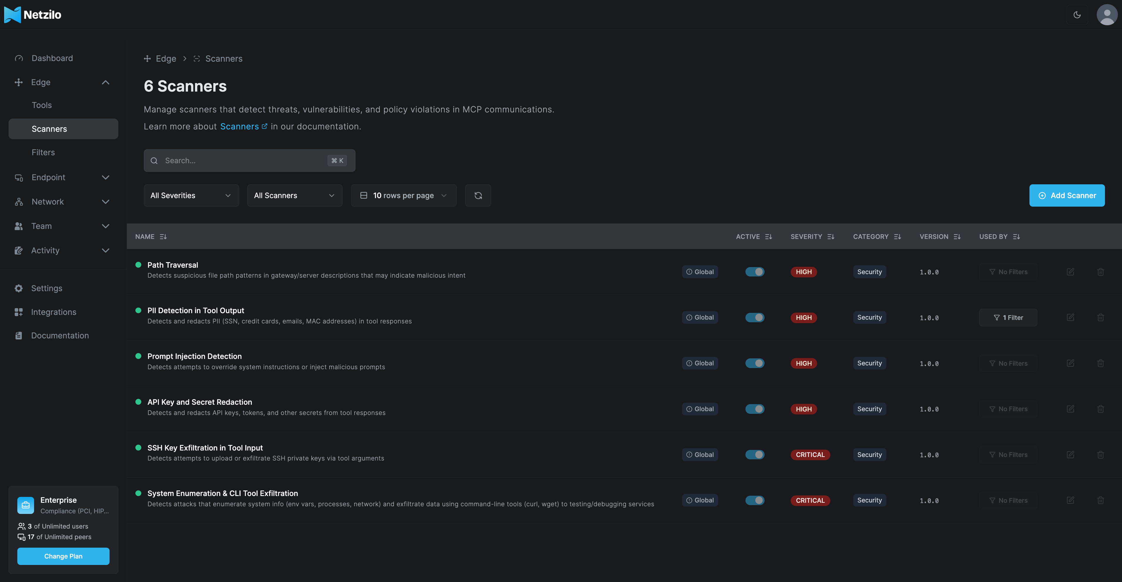 Edge Scanners Dashboard