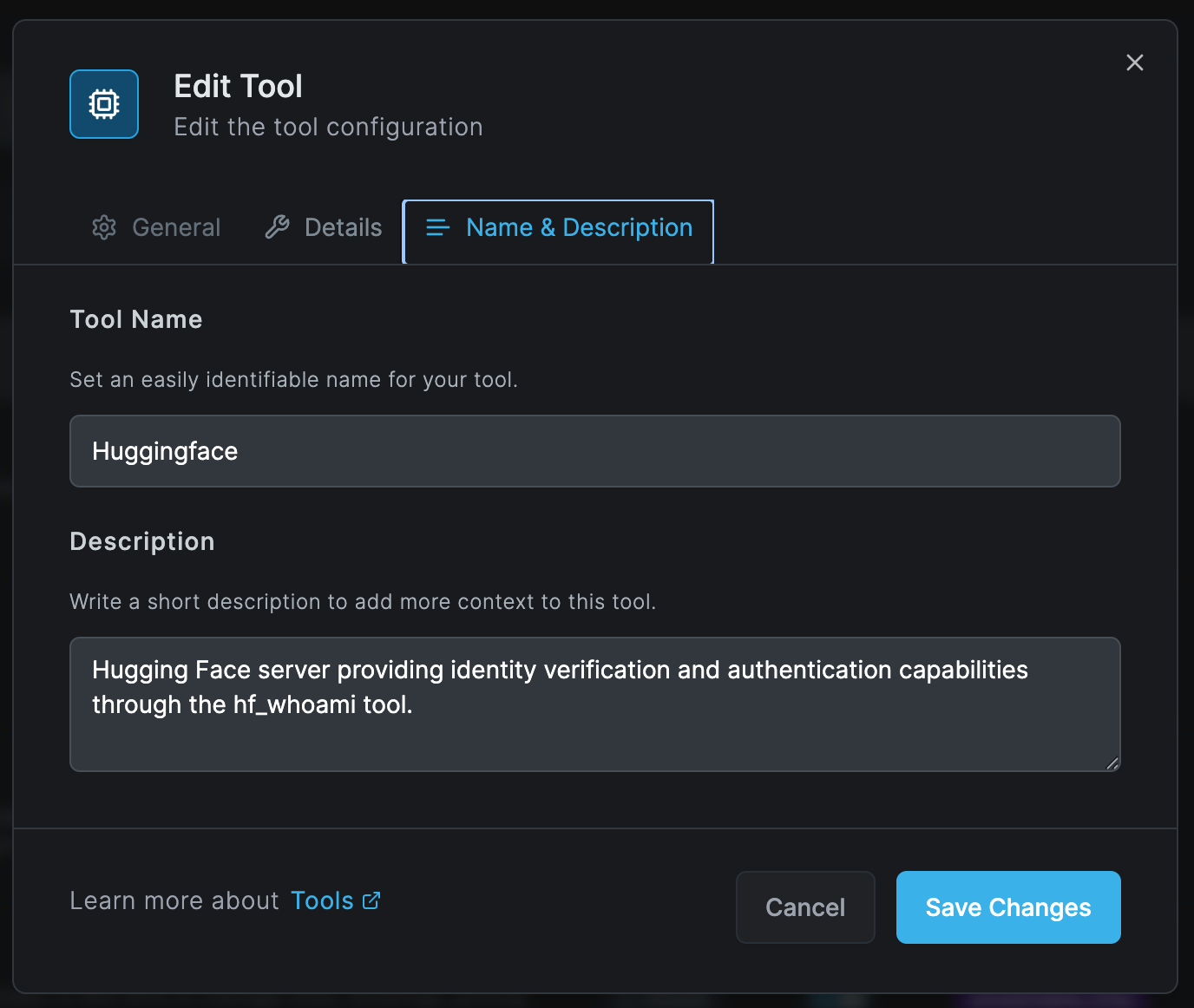 Tool Name and Description